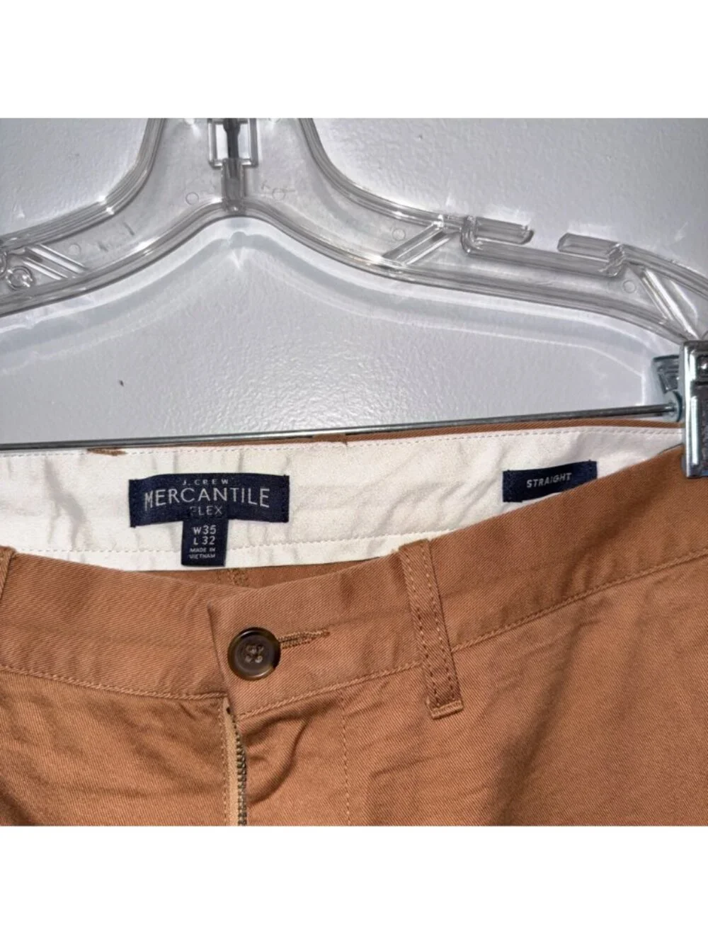 J.Crew Mercantile Flex Mens Straight Fit Chino Pants W35 L32 Brown Casual Wear